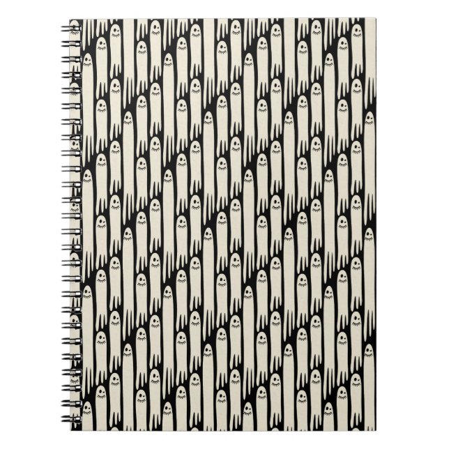 Caderno Espiral Friendly Ghosts on Cream and Pink – Halloween Patt (Frente)