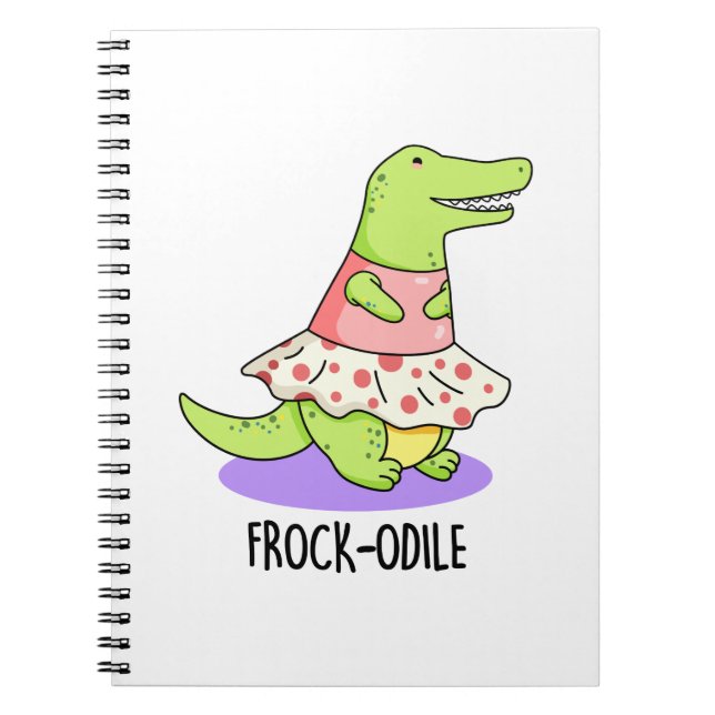 Caderno Espiral Frock-odile Funny Crocodile Pun (Frente)