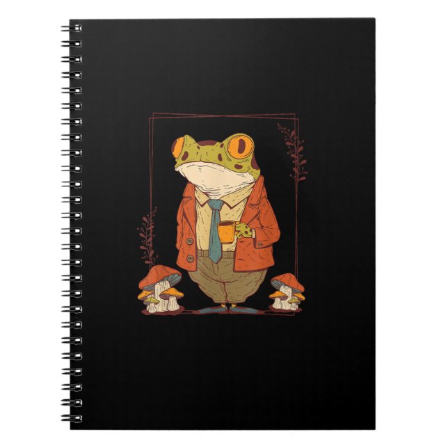 Caderno Espiral Frog Goblincore Academia Aesthetic Mushroom (Frente)