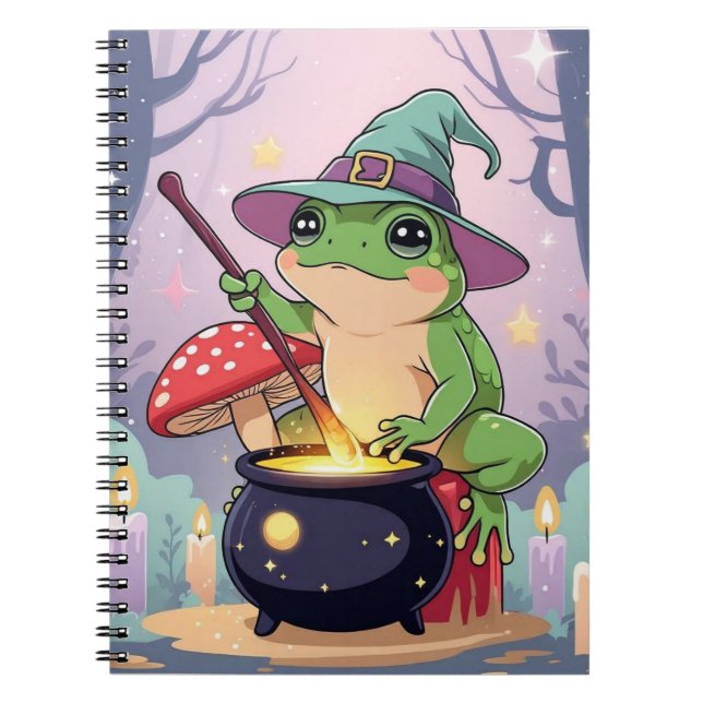 Caderno Espiral Frog Witch Journal – Kawaii Potion Frog  (Frente)