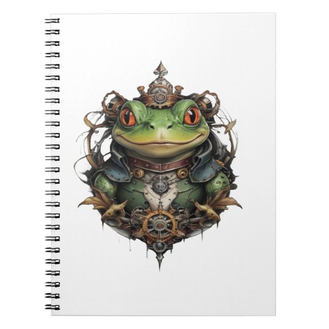 Caderno Espiral Froggie Sapo Steampunk Design, (Frente)