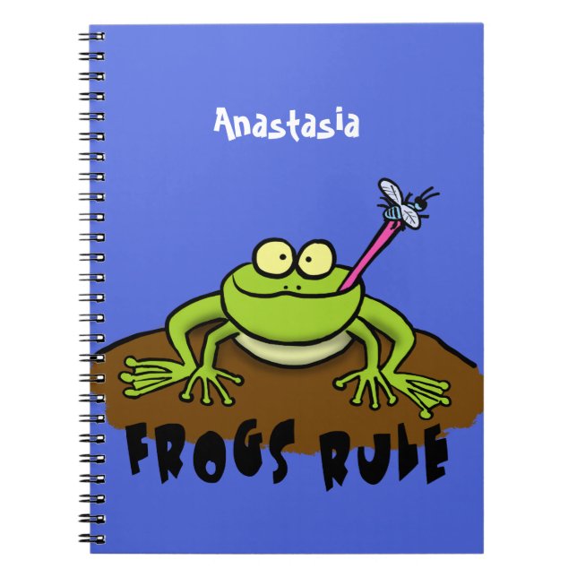 Caderno Espiral Frogs rule funny green frog cartoon (Frente)