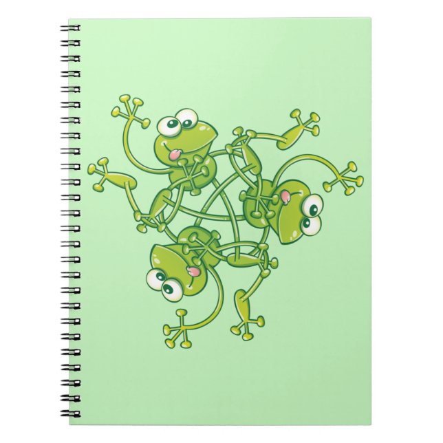 Caderno Espiral Frogs waving and having fun in a pattern design (Frente)