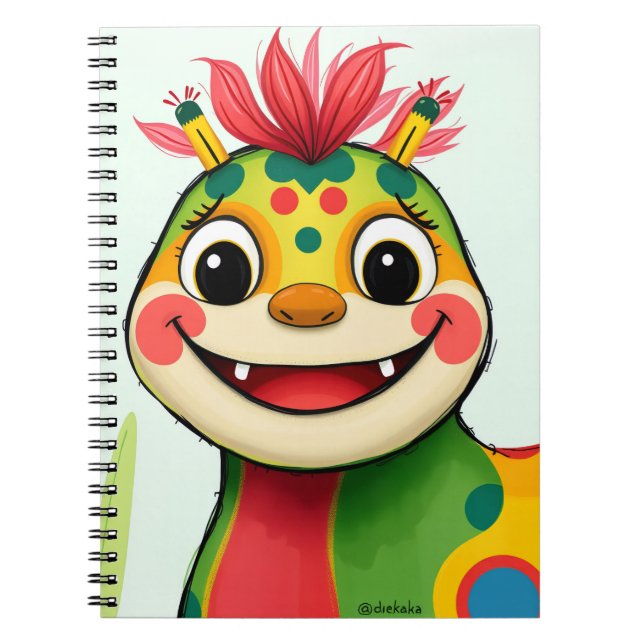 Caderno Espiral „Fröhlicher Dschungeldrache – Bunt und Glücklich“ (Frente)