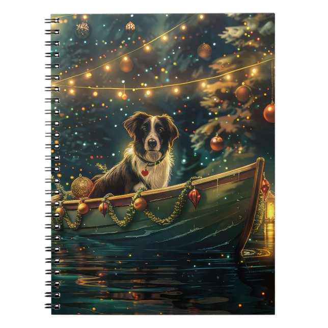 Caderno Espiral Fronteira Collie Natal Voyage Festiva (Frente)