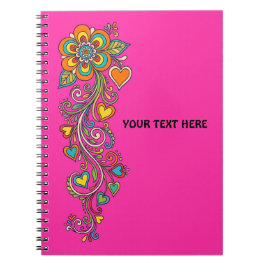 Caderno Espiral Fronteira de Gavinhas do Poder Floral Retro 18 + s