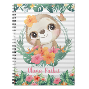 Caderno Espiral Fronteiras tropicais Flores de Hibiscus Costumam-s