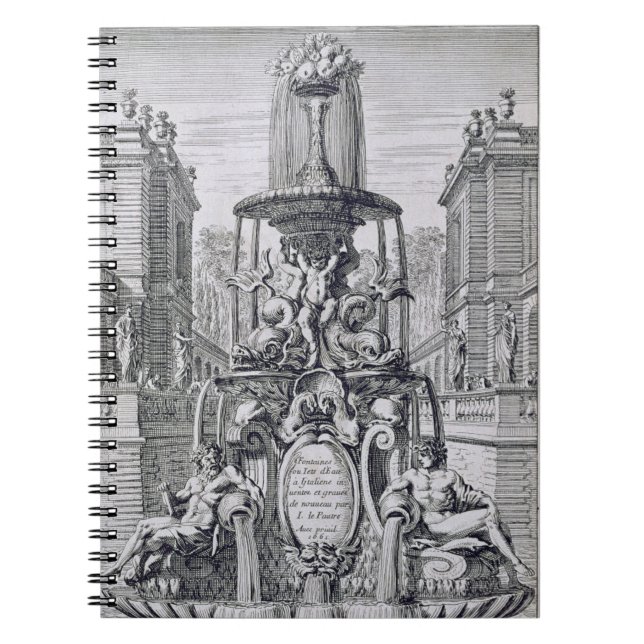 Caderno Espiral Frontispício 'da fonte e Waterjets no AIE (Frente)