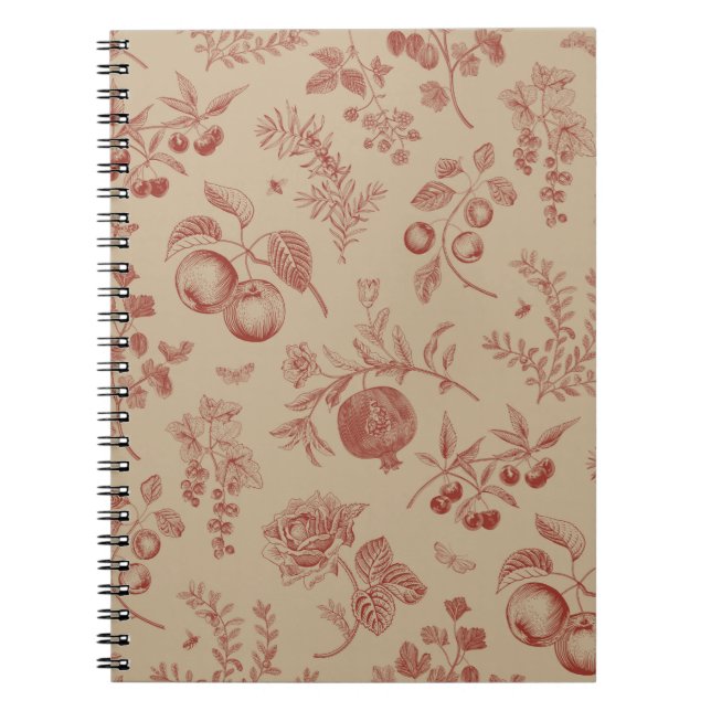 Caderno Espiral Fruta, baga e flores. Padrão sem costura do outono (Frente)