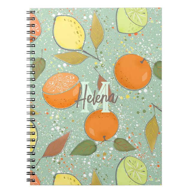 Caderno Espiral Fruta com limões, laranjas (Frente)