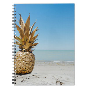 Caderno Espiral Fruta de abacaxi castanho na costa