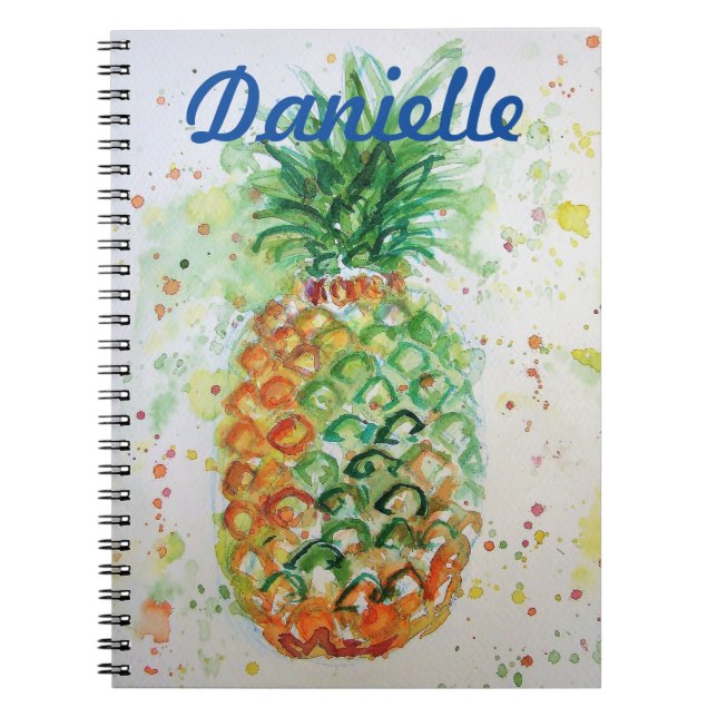 Caderno Espiral Fruta de ananás amarela Nome das raparigas da Beac (Frente)