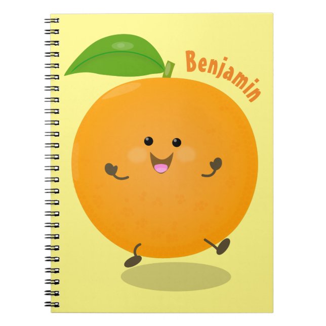 Caderno Espiral Fruta de citrinos de laranja-dança (Frente)