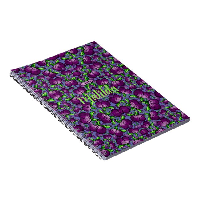 Caderno Espiral fruta de notebook espiral PLUM personalizada funky (Lado Direito)