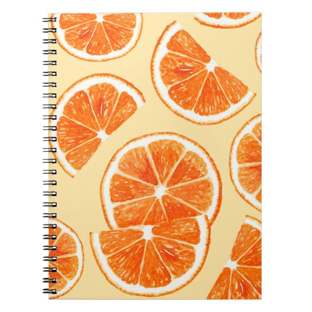 Caderno Espiral fruta de padrão laranja, comida de água dieta illu (Frente)