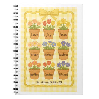 Caderno Espiral Fruta dos potes de flores amarelas espíritos