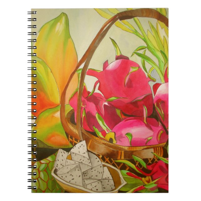 Caderno Espiral Fruta tropical aquarela original arte ainda viva (Frente)