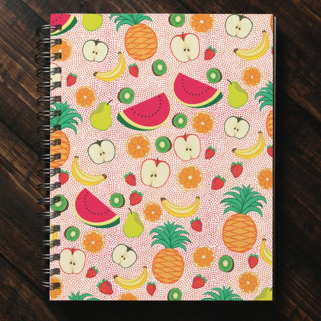 Caderno Espiral Frutas Coloridas Engraçadas Vegetarianas Saudáveis (Criador carregado)