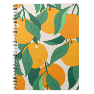 Caderno Espiral Frutas de laranja e folhas sem soldadura