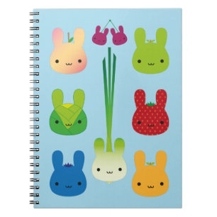 Caderno Espiral Frutas e vegetais de coelhinho