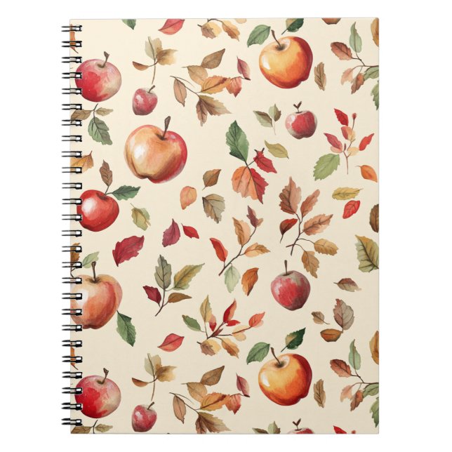 Caderno Espiral Frutas Maçãs & Folhas  (Frente)