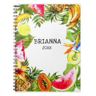 Caderno Espiral Frutas tropicais e flores, ano