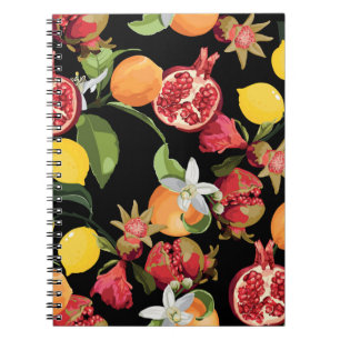 Caderno Espiral Frutas Tropicais: Fundo Exótico e Invisível