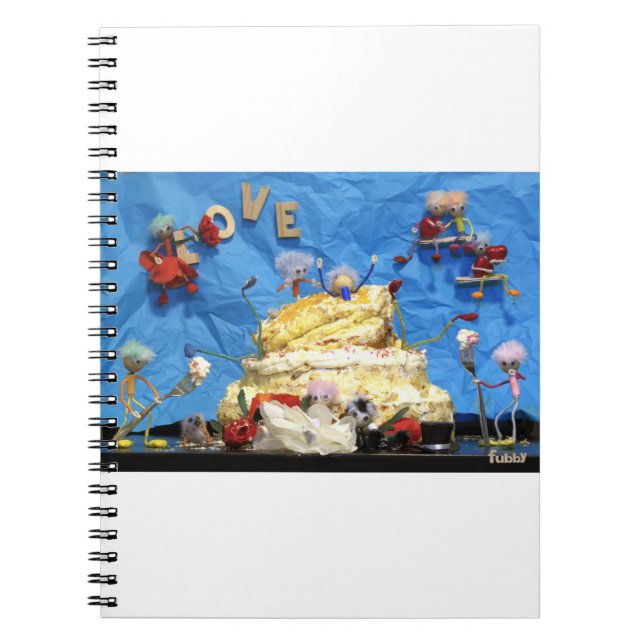 Caderno Espiral Fubby feest met taart en bruidspaar. (Frente)