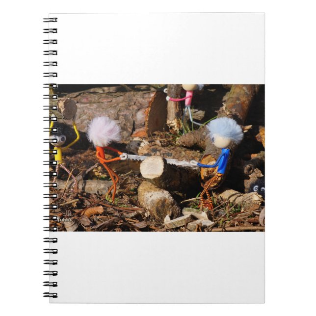 Caderno Espiral Fubby's die hout zagen. (Frente)