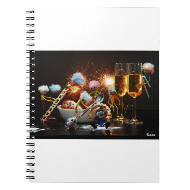 Caderno Espiral Fubby's met Jaarwisseling bij feestdagen. (Frente)
