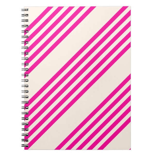 Caderno Espiral Fuchsia e beige cinco listras padrão (Frente)