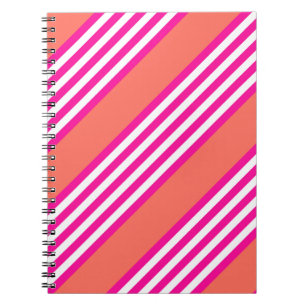 Caderno Espiral Fuchsia e coral vivo: cinco listras
