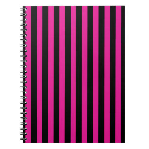 Caderno Espiral Fuchsia e listras de doces pretas