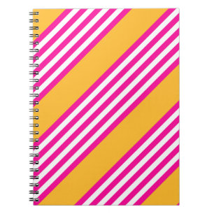 Caderno Espiral Fuchsia e padrão amarelo de cinco faixas