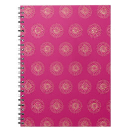Caderno Espiral Fuchsia | Golden Zinnia Flower Medallions