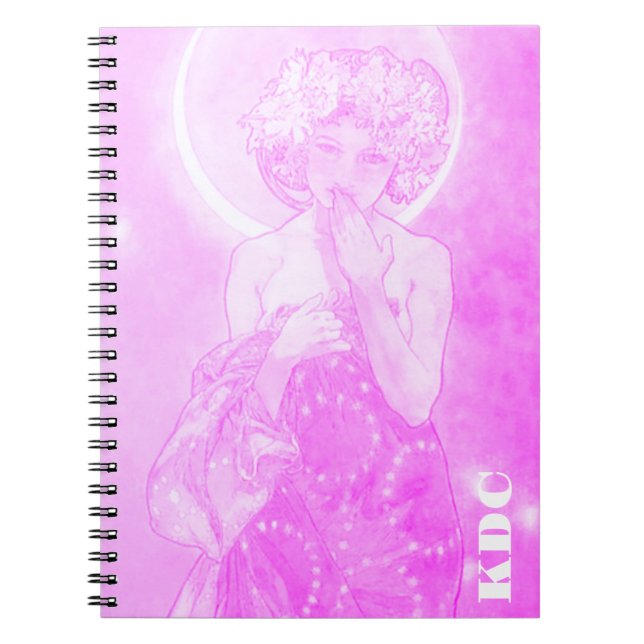Caderno Espiral Fuchsia Mucha "A Lua" (Frente)