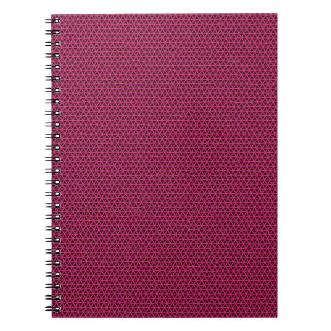 Caderno Espiral Fuchsia triângulos no notebook espiral preto (Frente)