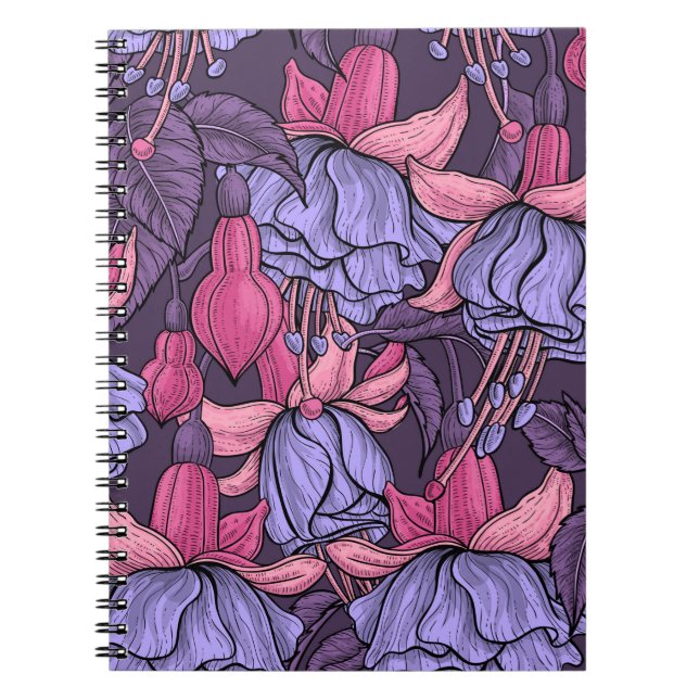 Caderno Espiral Fúcsia em rosa e violeta (Frente)