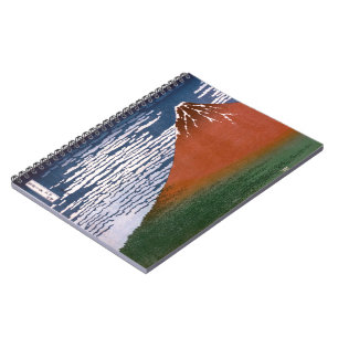 Caderno Espiral Fuji Vermelha, Vulcão Aka Fujiyama Katsushika Hoku