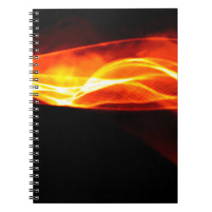Caderno Espiral Fumaça abstrato vermelha Fogo sobre fundo preto. W