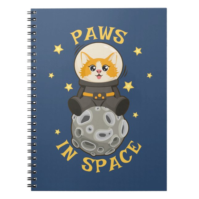 Caderno Espiral Fun Cat in space Cat Astronaut Cosmic animal Moon (Frente)