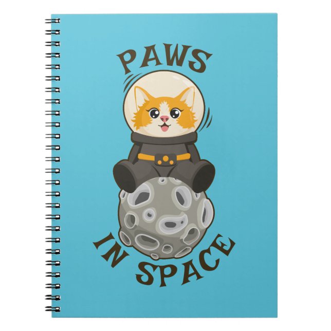 Caderno Espiral Fun Cat in space Cat Astronaut Cosmic animal Moon (Frente)