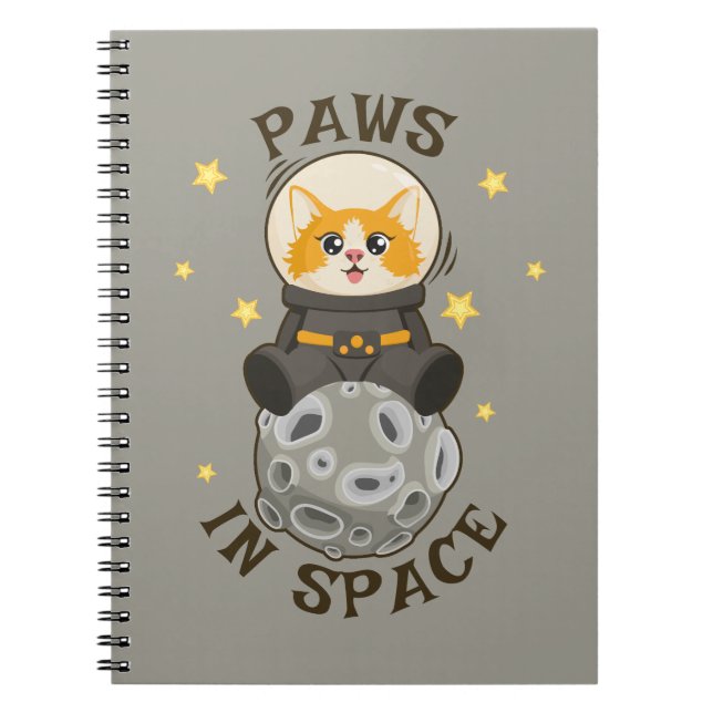 Caderno Espiral Fun Cat in space Cat Astronaut Cosmic animal Moon (Frente)
