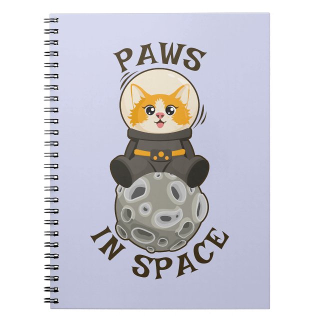 Caderno Espiral Fun Cat in space Cat Astronaut Cosmic animal Moon (Frente)