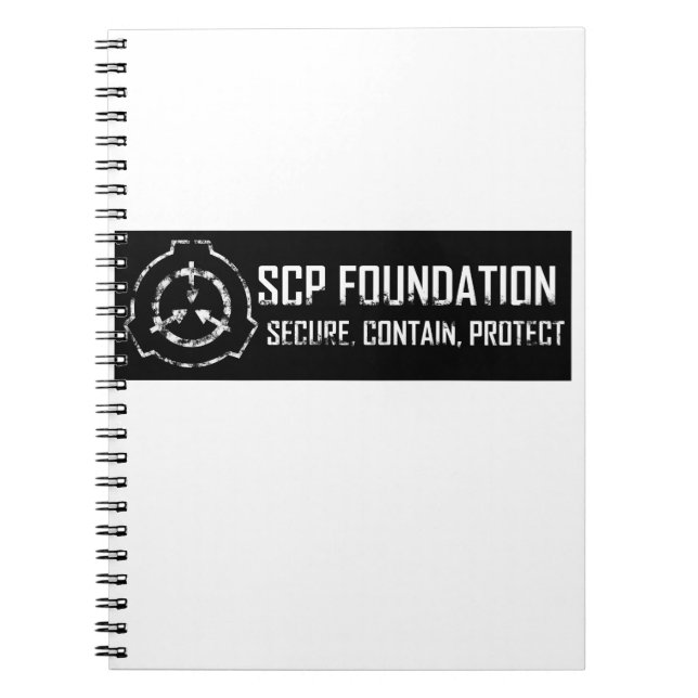 Caderno Espiral Fundação SCP: segura. Conter Proteção (Frente)