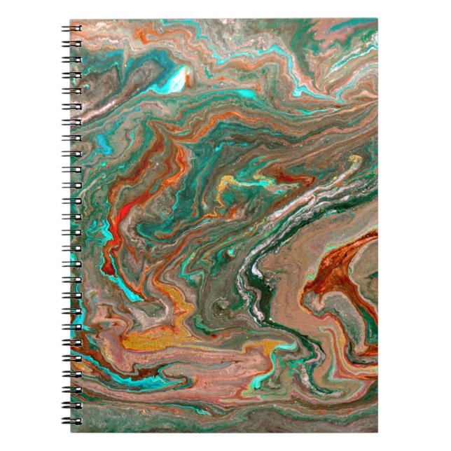 Caderno Espiral Fundo abstrato acrílico mármore. Marbling ardois (Frente)