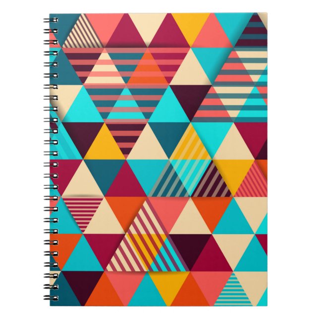 Caderno Espiral Fundo abstrato com formas de triângulo. Moderno g (Frente)