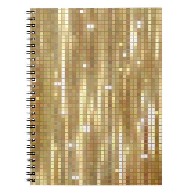 Caderno Espiral Fundo abstrato de ouro brilhante com vidros (Frente)