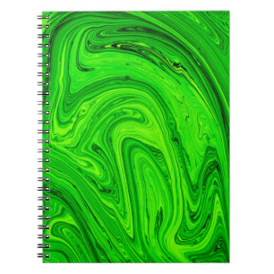 Caderno Espiral Fundo abstrato de tinta verde a óleo. Grau de tint