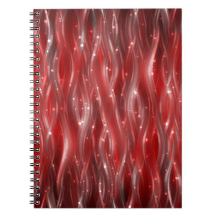 Caderno Espiral fundo abstrato. fundo vermelho com ondas e